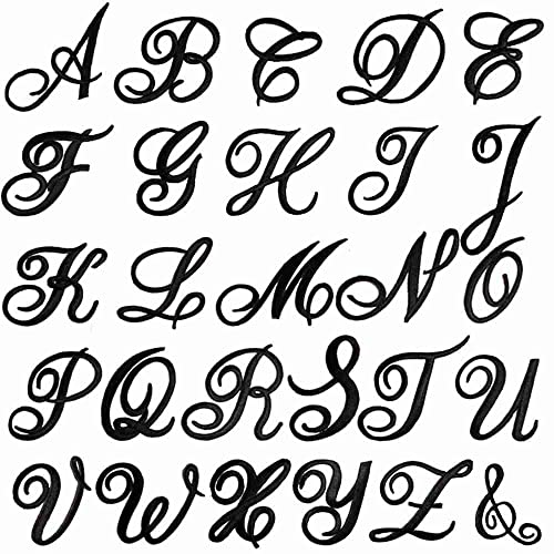 Monogram Letter Patch 26 Piece Kit, Script Iron On Appliques, Kit Includes All 26 Cursive Letters for Clothing, Stockings, and More! (Large, Red)