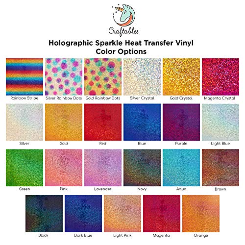 Pink Holographic HTV Vinyl Sheets 11 ft. Roll Sparkle Laser Heat Transfer Vinyl for DIY T-Shirts or Fabrics Iron on Vinyl Easy to Cut and Weed