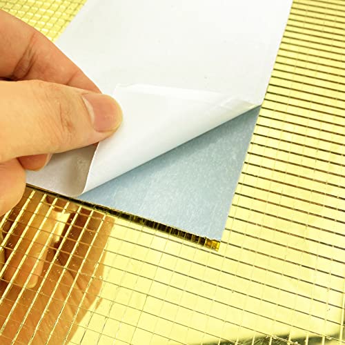 REDODEDO 2400pcs Real Glass Gold Mirrors Mosaic Tiles Sticker for Craft Square Glass Tiles Self Adhesive,5mm by 5mm