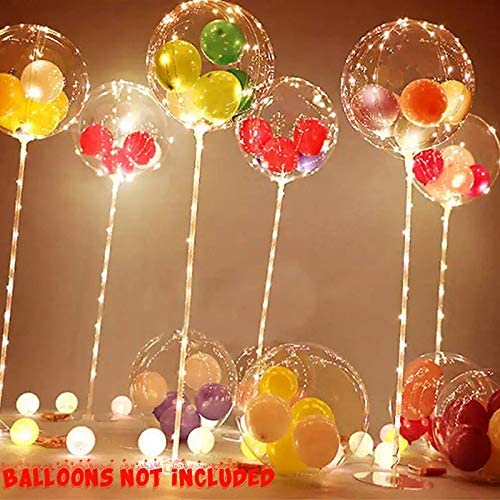 Stand 10 Pack Column 70cm with Stick for BoBo Balloons, All Inch, Party Decoration, Birthday,Halloween, Wedding Anniversary, Birthday, Christmas, , Light, Proposal, Base para Globos Todos los Tamanos