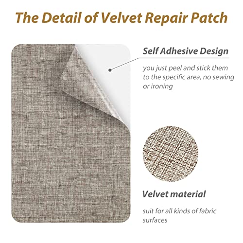 6 Pcs Coarse Linen Repair Patches Self Adhesive Linen Fabric Patches Upholstery Carpet Patch Couch Patch Fabric Repair Patch 12 x 8 Inch for Furniture Peel and Stick Car Seats Jeans Hand Bag Jackets()