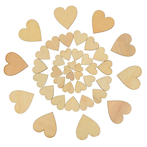 Outus 160 Pieces Christmas Blank Wood Heart Embellishments Wood Heart Slices for Wedding, Valentine, DIY, Arts, Crafts, Card Making