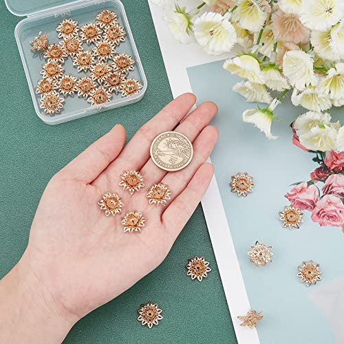 SUPERFINDINGS 30Pcs 16mm Brass Flower Shape Bead Caps Metal Filigree Spacers Beads Fancy Bead Caps for Bracelet Necklace Jewelry Making