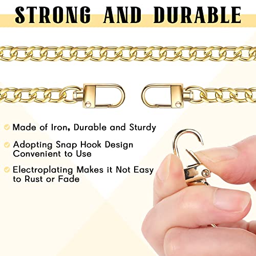 6 Pcs Purse Extender Chain 7.9 Inch, Purse Strap Extender, DIY Flat Chain Purse Strap Handbag Replacement Strap with Metal Buckles for Wallet Shoulder Bag Decoration, Light Gold, Sliver