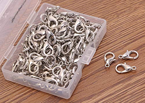 Shapenty Small Metal Alloy Lobster Claw Clasps Clip DIY Necklace Jewelry Finding Making Accessories Fastener Hook, 12mmx6mm, 100PCS (Nickel)