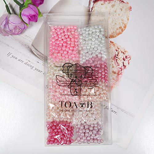 TOAOB 1000pcs 4mm Pearl Beads Multi Colors Glass Pearl Beads Round Tiny Craft Beads Loose Pearls for Jewelry Making DIY Craft Necklaces Bracelets and Vase Filler