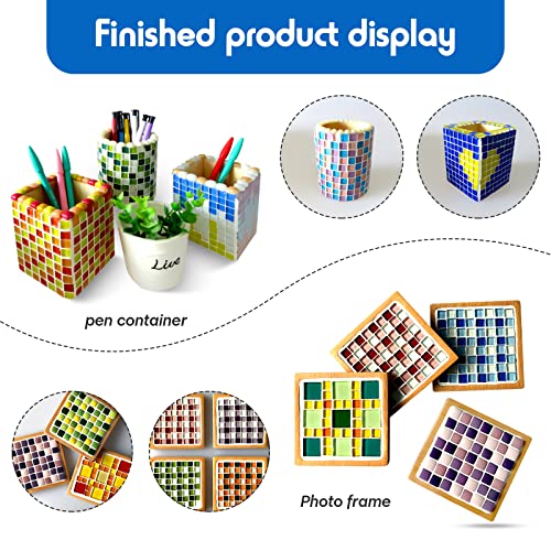 400g Colorful Ceramic Mosaic Tiles for Crafts, Square Ceramic Mosaic Tiles Stained Glass Chips Vases Picture Frames Flowerpots Tiny Mosaic Pieces for DIY Home Decoration Art(Cute Colors)
