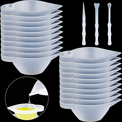 23 Pieces Silicone Mould Cup Dispensers Mini Measuring Cup Resin Mixing Bowls with Rubber Spoon Glue Stick Small Scraper Color Modulation Tools Kit for DIY Epoxy Resin Craft