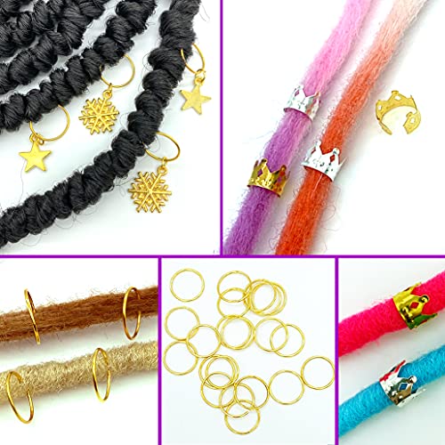 2Pcs Latch Hook Crochet Needle with 30Pcs Dreadlocks Braiding Beads Gold Silver Metal Accessories Decoration for Crochet Braids Hair