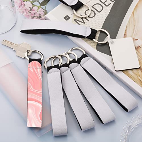 80 Pieces Sublimation Blank Wristlet Keychains with Lipstick Holder Keychains, DIY Blanks Heat Transfer Keychain, Double Sided Neoprene Lanyard Wrist Strap with Lipstick Keychain for DIY Craft Making