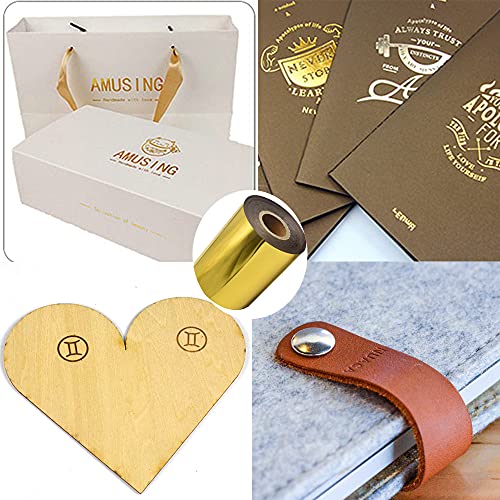 Gold Hot Foil Stamping Paper 3" x 400ft for Leather Bronzing Machine PU Heat Transfer Anodized Gilded Paper (3 inch Width, Gold)