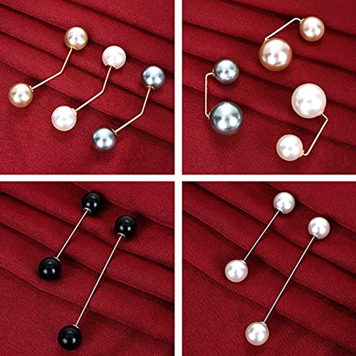 ASTER 10Pcs Artificial Pearl Brooch Pins Anti-Exposure Neckline Pins Sweater Shawl Clips Vintage Shirts Dresses Cardigan Collar Safety Pins for Women