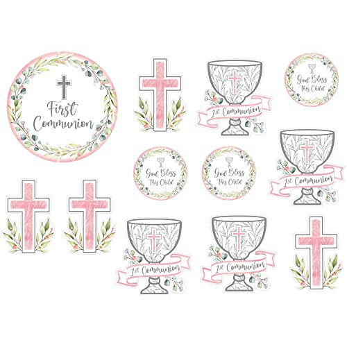 Premium Pink Communion Value Pack Cutouts - 5" - 10.25" (Pack of 12) - Unique & Decorative Design - Ideal for First Holy Occasions