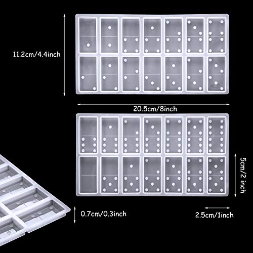 3 Sets Domino Resin Molds Silicone Resin Domino Games Mold Dominoes Mold for Resin 28 Cavities with Dots Epoxy Resin Casting Molds Silicone Molds for Domino DIY Resin Craft (Semi-Transparent)