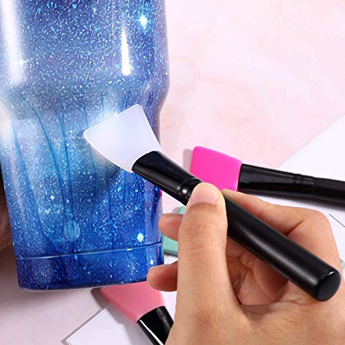 5PCS Bubble Buster Tool for Making Epoxy Glitter Tumblers, Protable Heat Gun for DIY Acrylic Resin Cups Tumblers to Remove Air Bubbles,4Pcs Magic Epoxy Brushes for Even Smooth, Ideal to Bling (Pink)