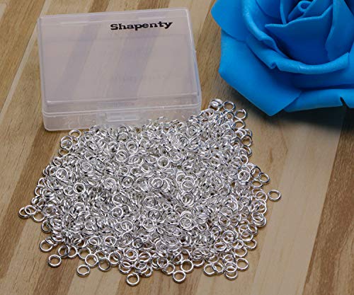 Shapenty 1000PCS Silver Plated Iron Open Jump Rings Connectors Bulk for DIY Craft Earring Necklace Bracelet Pendant Choker Jewelry Making Findings and Key Ring Chain Accessories (Silver, 4mm)