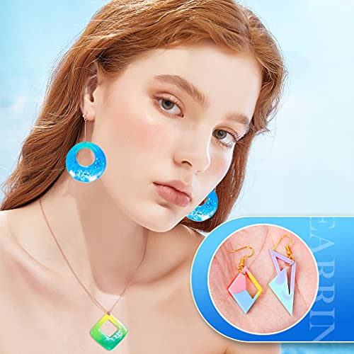 iSuperb 2pcs Resin Jewelry Mold Resin Earring Mold Silicone Epoxy Casting Molds for Pendant DIY Earring Necklace Making Kit