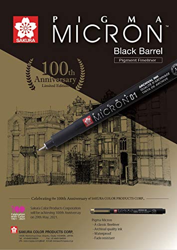 Sakura Pigma Micron Black Barrel 5 Fineliners (Set of 5)