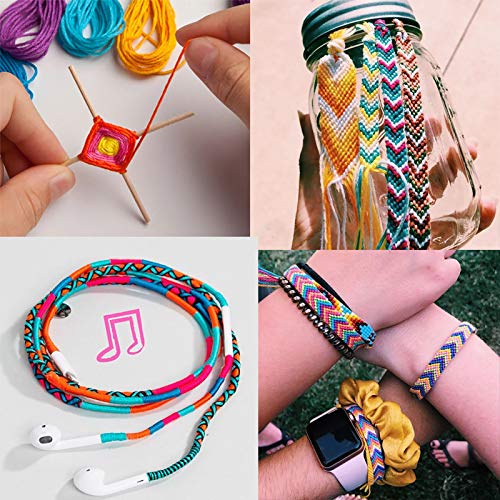 Similane Embroidery Floss 50 Skeins Cross Stitch Thread Rainbow Color Friendship Bracelets Floss Crafts Floss with 12 Pcs Floss Bobbins and 1 Pcs Needle-Threading Tool