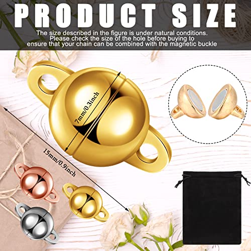36 Pieces Jewelry Magnetic Clasps Round Magnetic Clasp Magnetic Bracelet Clasps Necklace Clasp Converter Jewelry Magnet Clasps Bead Clasp for DIY Jewelry Crafts Making 8 mm Gold Silver Rose Gold