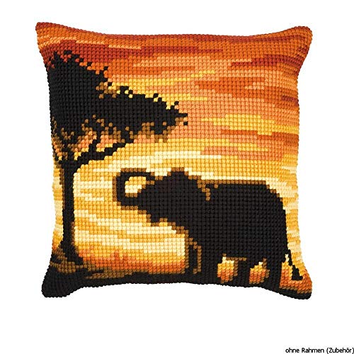 Vervaco Sunset Elephant Cross Stitch Cushion, Multi-Colour