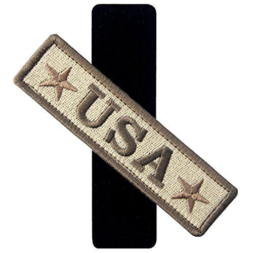 EmbTao Embroidered USA Tactical Morale Fastener Hook&Loop Patch - Khaki & Goldenrod
