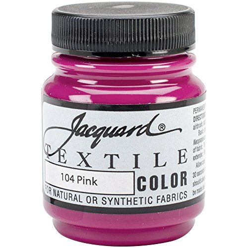 Jacquard Fabric Paint for Clothes - 2.25 Oz Textile Color - Pink - Leaves Fabric Soft - Permanent and Colorfast - Professional Quality Paints Made in USA - Holds up Exceptionally Well to Washing