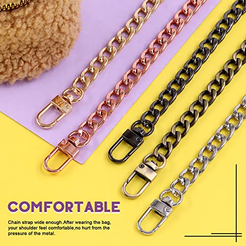 Swpeet 5Pcs Mixed Colors Luxury Fashion 39.4 Inch Replacement Flat Chain Strap with Buckles Set, 0.4” Wide Enough 2.4mm Extra for Metal Shoulder Cross Bag Purse Replacement (Mixed Colors, 39.4 Inch)
