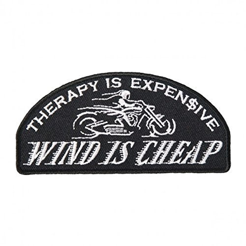 Officially Licensed Originals Therapy is Expensive, Wind is Cheap - Iron-On/Saw-On, Heat Sealed Backing Rayon Patch - 4" x 2"