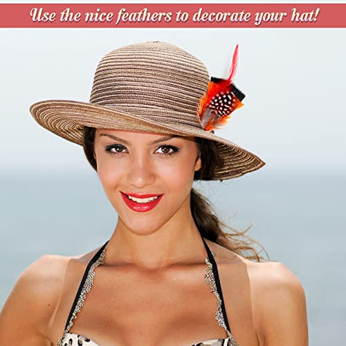 Geosar 36 Pieces Hat Feathers for Fedora Colorful Large Hat Band Real Feathers Pack Xmas Hat Pin Feathers for DIY Christmas Decorations Men Women Kids Cowboy Western Party Accessories