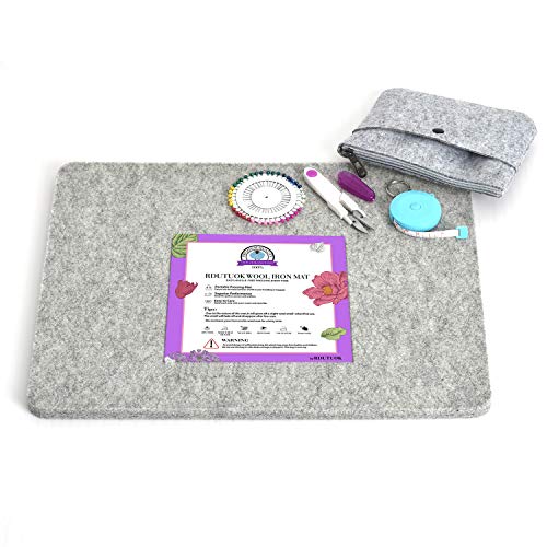 Rdutuok 17x13.5 Inches Wool Pressing Mat for Quilting Ironing Pad Pure Wool from New Zealand Easy Press Wooly Felted Iron Board for Retains Heat, Great for Quilting & Sewing Projects