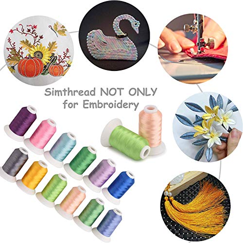 Simthread Brother 40 Colors 1100Y(1000M) Machine Embroidery Thread Big Spool Polyester Bright and Beautiful Colors for Brother Babylock Janome Singer Pfaff Husqvarna Bernina Machines