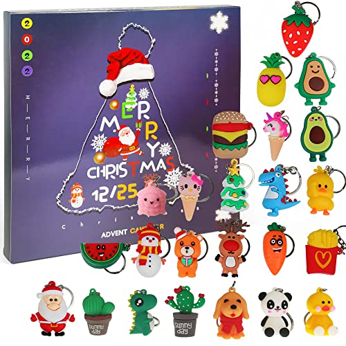 Ogrmar Christmas 2023 Advent Calendar for Kids Holiday Countdown Calendar with 24 Pcs Micro Lovely Silicone Doll Key Ring Christmas Holiday Gift for Children