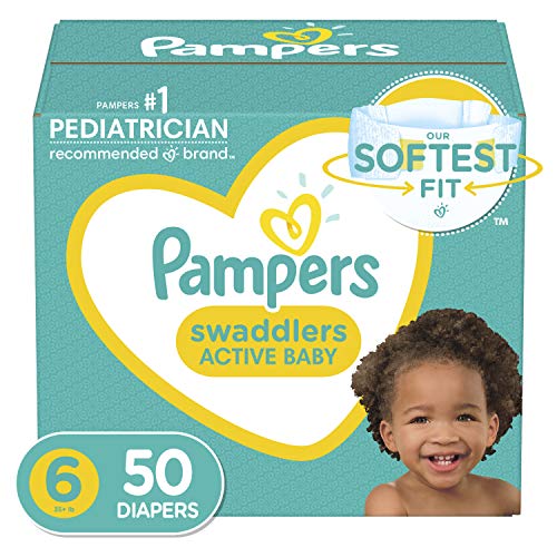 Diapers Size 6, Pampers Swaddlers Disposable Baby Diapers, Super Pack, 50 Count