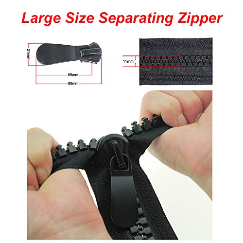 YaHoGa #15 24" Huge Separating Plastic Zippers for Sewing, Parka, Winter Coat Heavy Duty Zippers Bulk (O/E)