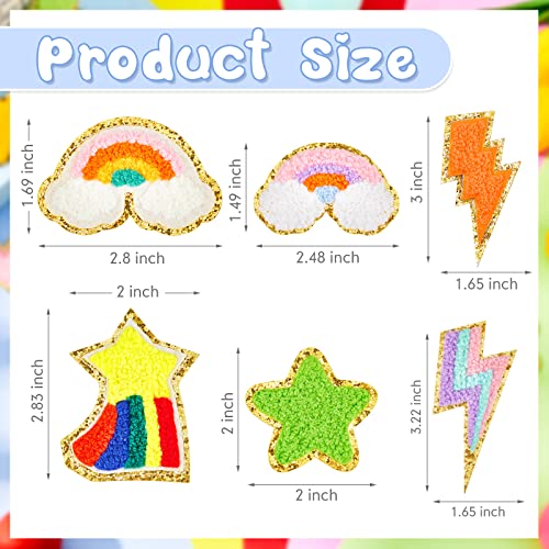 28 Pcs Iron On Patches Colorful Sew Iron on Patch Cute Chenille Embroidered Patches Applique Patches for Clothing Fabric Jackets Jeans Repair Decor Craft (Lovely Style)
