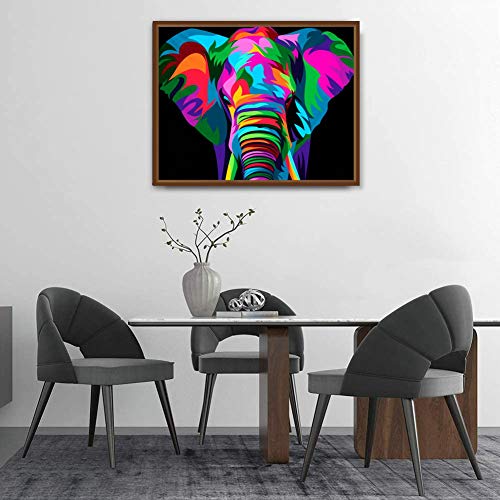 Hiolife Paint by Numbers for Kids & Adults & Beginner , DIY Canvas Painting Gift Kits 20 x 16 inch - Elephant - Without Frame