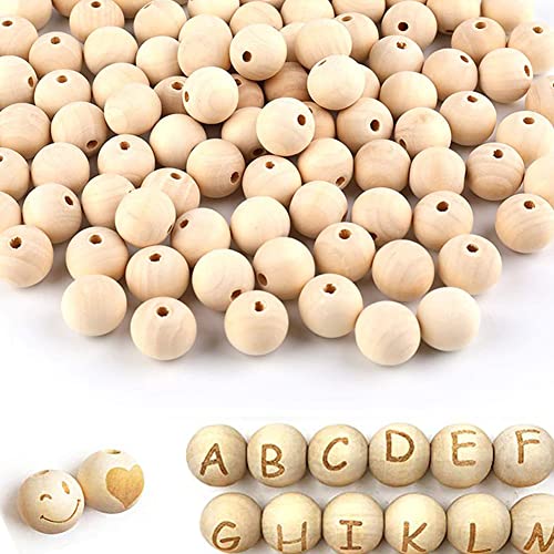 WLIANG 600 Pcs 16mm Natural Wooden Beads, Unfinished Round Bulk Spacer Wood Beads for DIY Crafts, Garlands Farmhouse Decor, Jewelry Bracelet Necklace Making
