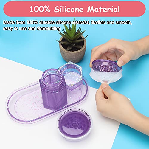 Silicone Grinder Resin Mold 6 Kit, AngleKai Grinder Silicone Molds for Epoxy Resin Rolling Tray Mold, Herb Resin Grinder Mould for DIY, Mill Spice Bottle Storage