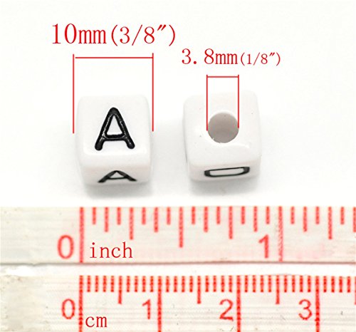 Letter Beads for Jewelry Making, Acrylic Cube Spacer Alphabet Beads Kit White Square Beads for Necklace, Bracelets (100Pcs,10MM)