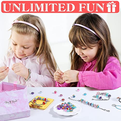 Mckanti 150 Pieces Charm Bracelet Making Kit Charm Bracelets Jewelry Making Kit with Beads Bracelets Charms Necklace DIY Crafts Gifts Set for Teen Girls Kids Age 5-12
