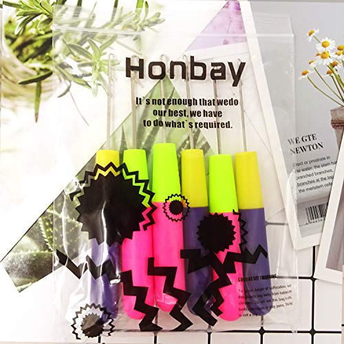 Honbay 6PCS 6.3inch Plastic Handle Latch Hook Crochet Needle Hair Hook Needle Knitting Tool