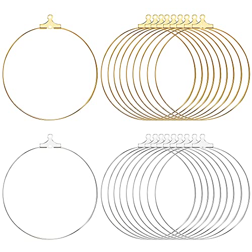 Earring Hoops for Jewelry Making, 100PCS 40mm 2 Colors Round Beading Hoops for Earring Making Finding Component Accessories for DIY Hoop Earrings Craft