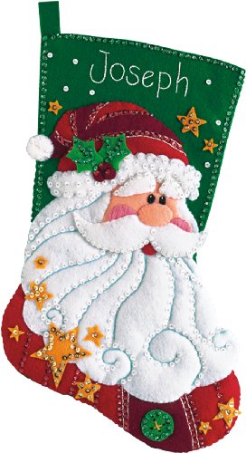 Dimensions 08124 Santa DIY Felt Personalized Christmas Stocking Kit, 18"