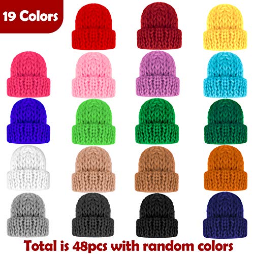 48 Pieces Mini Christmas Knit Hats Craft Doll Craft Hat Christmas Tree Ornaments Hats for DIY Hair Accessories Crafts (Multicolored)