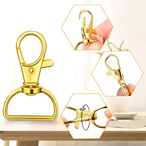 35 Pieces Swivel Clasps Lanyard Snap Hooks Keychain Clip Hook Lobster Claw Clasp Metal Hook Clasp with D Rings for Keychain Purse Hardware Sewing Craft Project (Gold,25 mm)