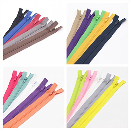 MebuZip 60PCS 9 Inch, 14 Inch and 18 Inch Mixed Zippers Bulk Nylon Coil Zippers for Sewing Crafts, 20 Colors (Assorted Sizes)