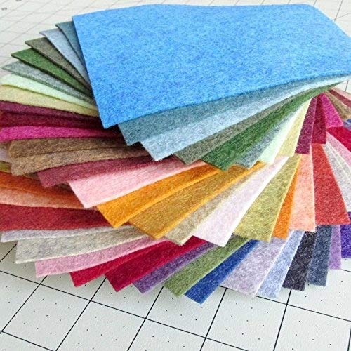 38 Piece Merino Wool Blend Felt - Heathered Colors - Made in USA - OTR Felt (6X12 inch)