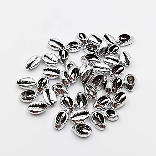 INSPIRELLE 50 Pieces Platinum Cut Shell Beads Open Back Spiral Cowrie Shell Connectors for Jewelry Making