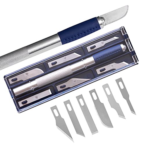 WA Portman 7 Piece Precision Hobby Knife Set - 6 Carbon Steel Art Knife Blades - Precision Knife Set - 7 Piece Craft Knife Kit - Hobby Knives - Exacto Knife Set Compatible - Art Knife Set